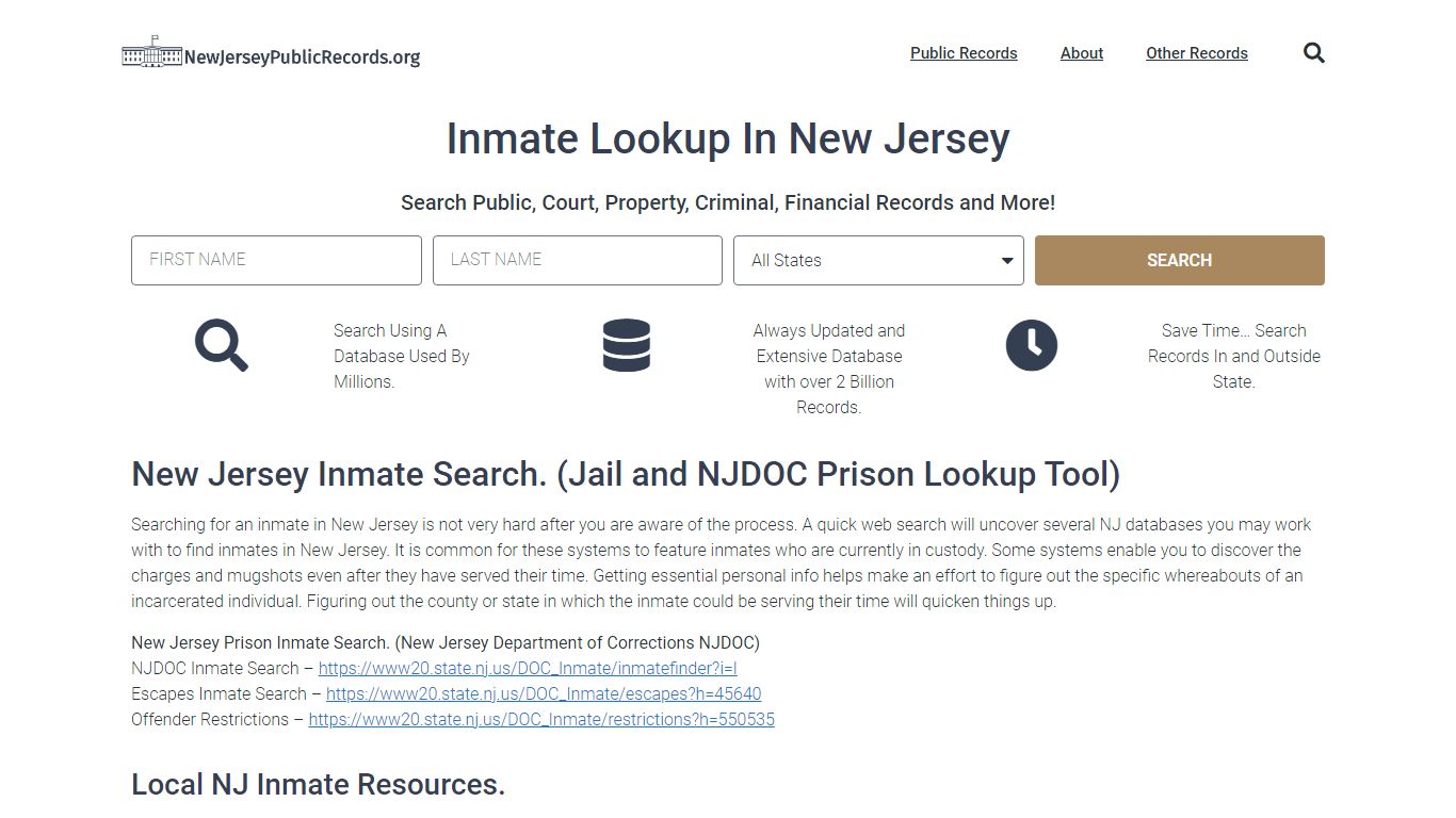 New Jersey Inmate Search and Prison NJDOC / NJ Jail Look Up.